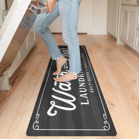 KOZYFLY anti-fatigue rug with cushioned backing for comfortable standing.