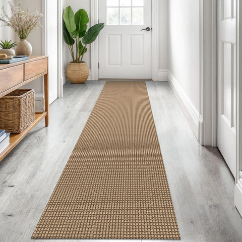 KOZYFLY boho hallway runner in tan orange brown with non-slip backing