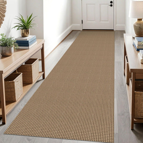 KOZYFLY boho hallway runner in tan, orange, and brown for warm entryways