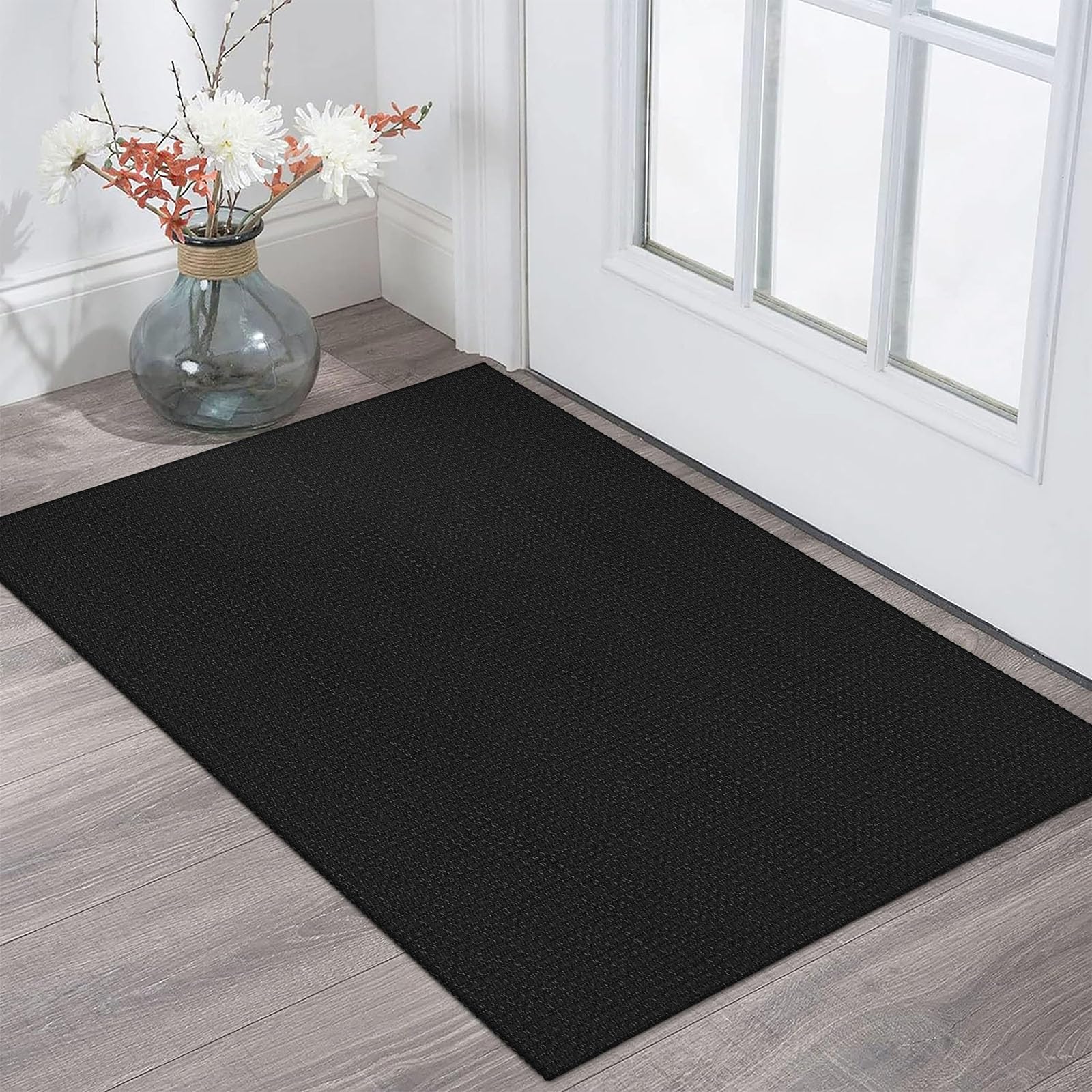 KOZYFLY braided door mat 24x36 inches, durable cotton for busy entryways.