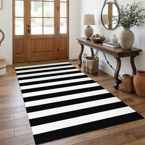 KOZYFLY entryway kitchen patio rug blends farmhouse to modern home decor.