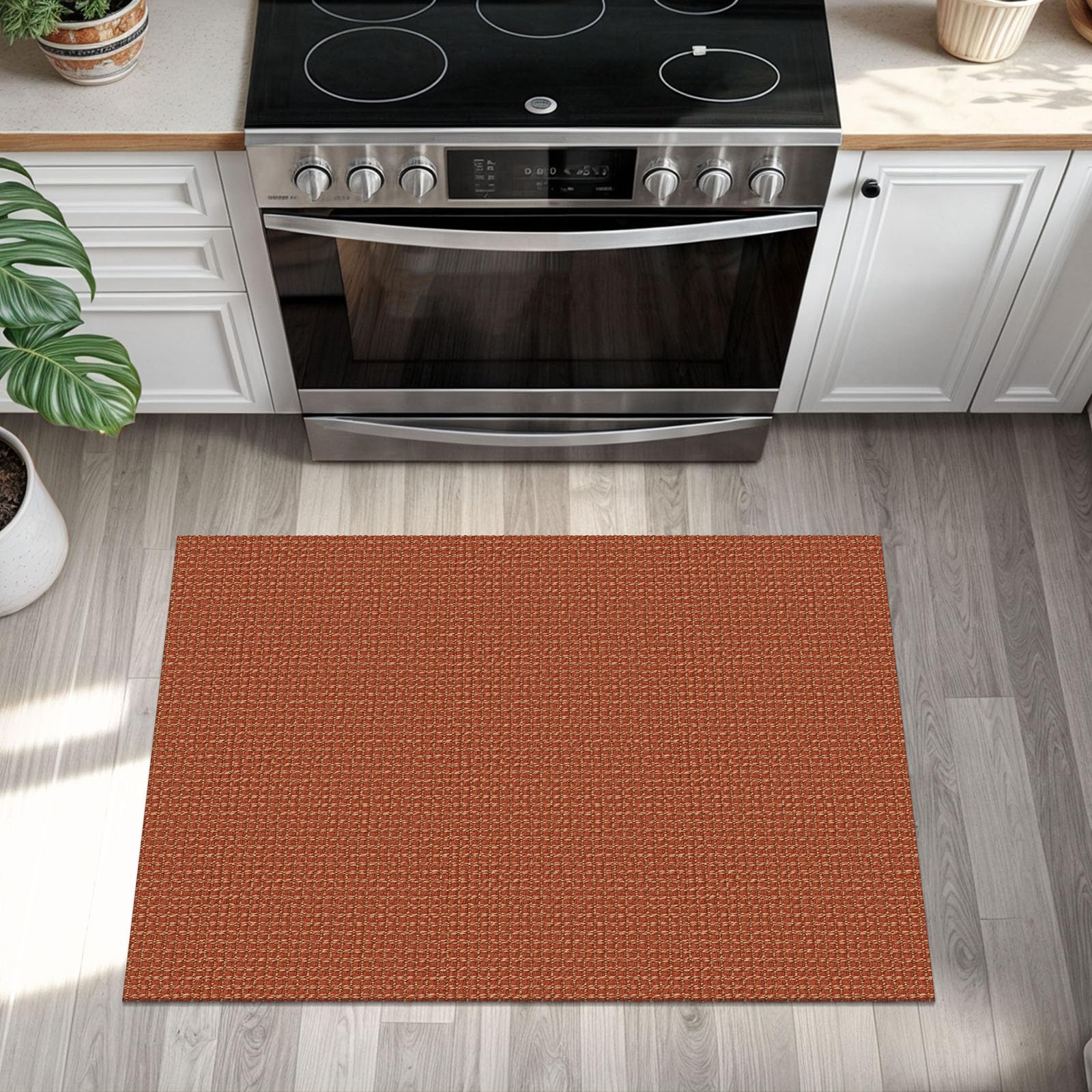 KOZYFLY front-door rug showing non-slip rubber backing for safety.
