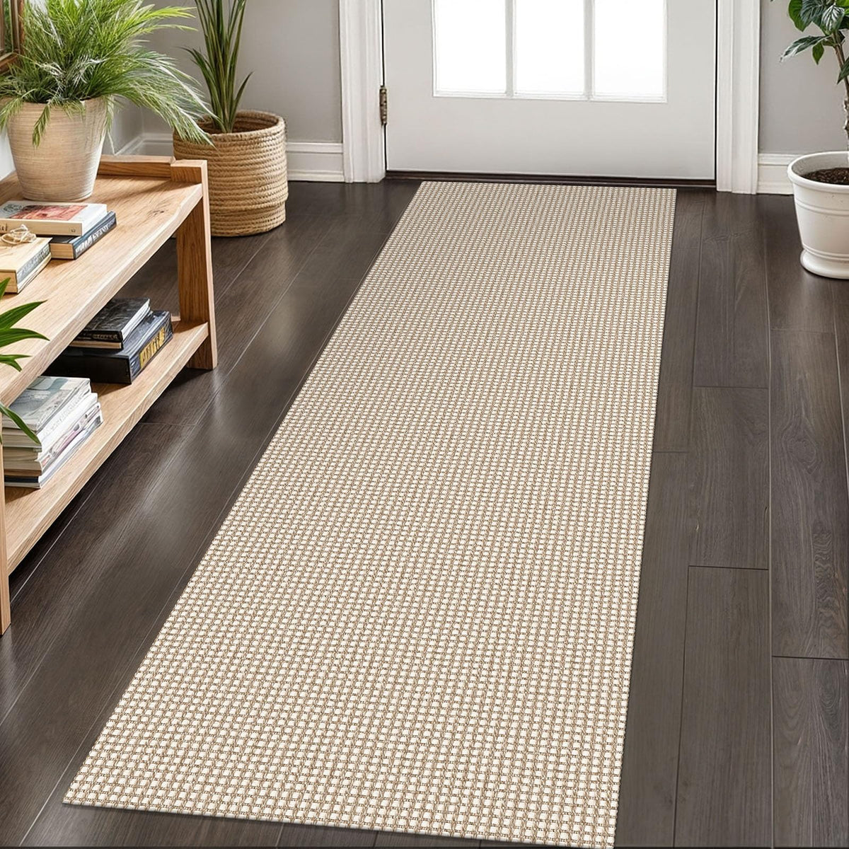 KOZYFLY hallway runner in ivory, 24x72, soft cotton for high-traffic corridors.