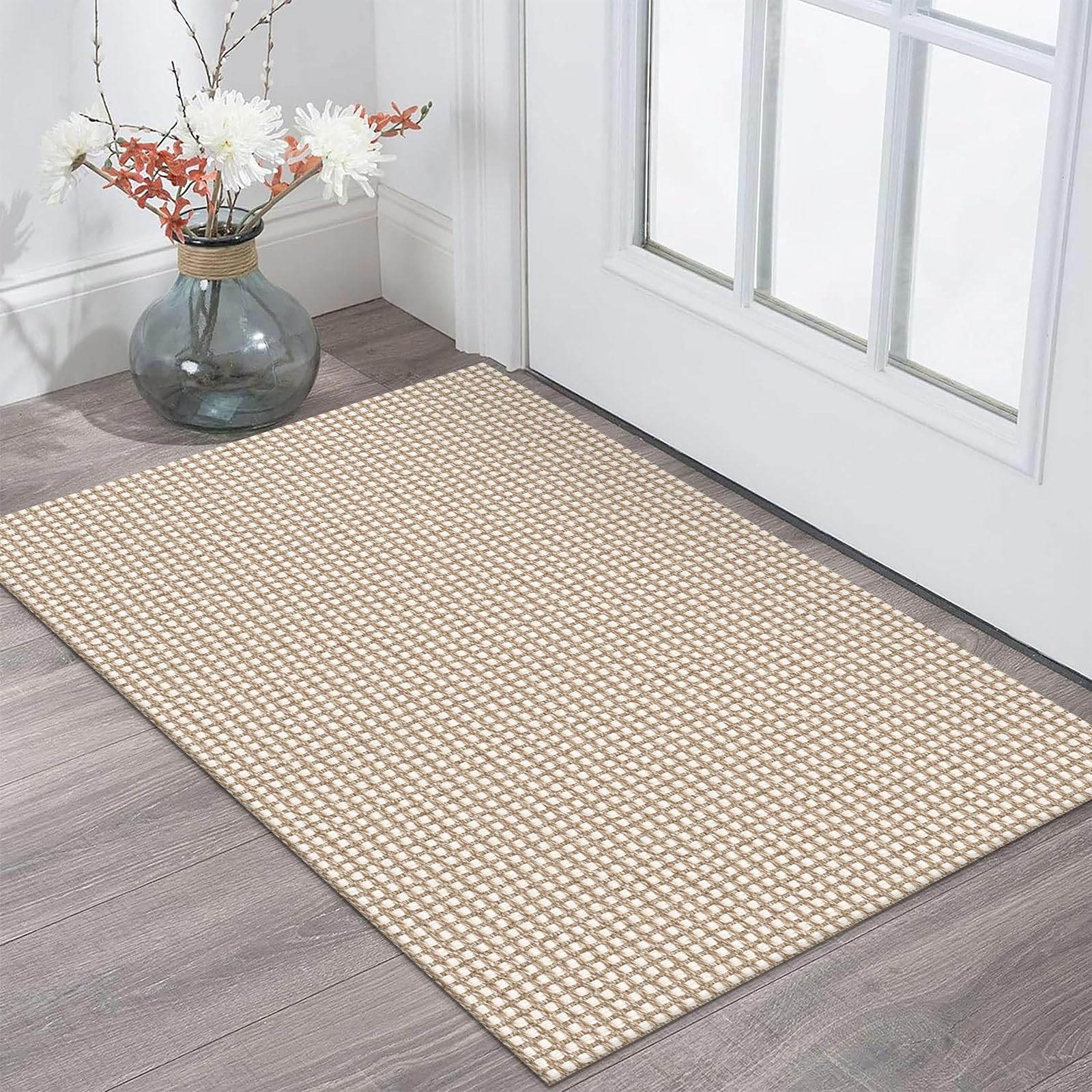 KOZYFLY indoor door mat, front porch top view protects floors and welcomes guests