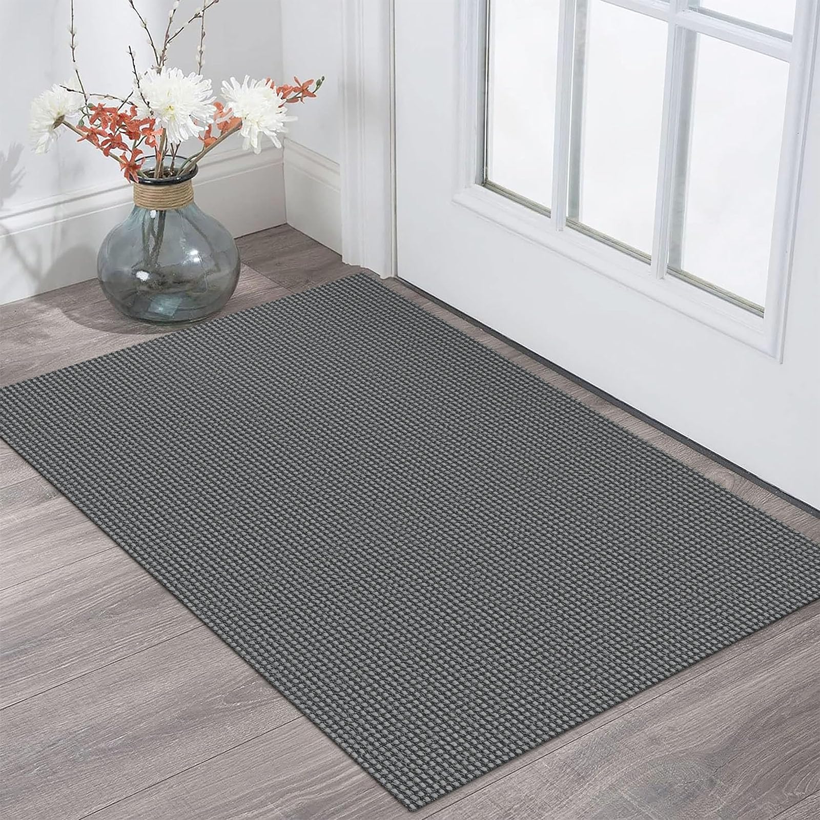 KOZYFLY door mat front view in grey for versatile entryway protection.