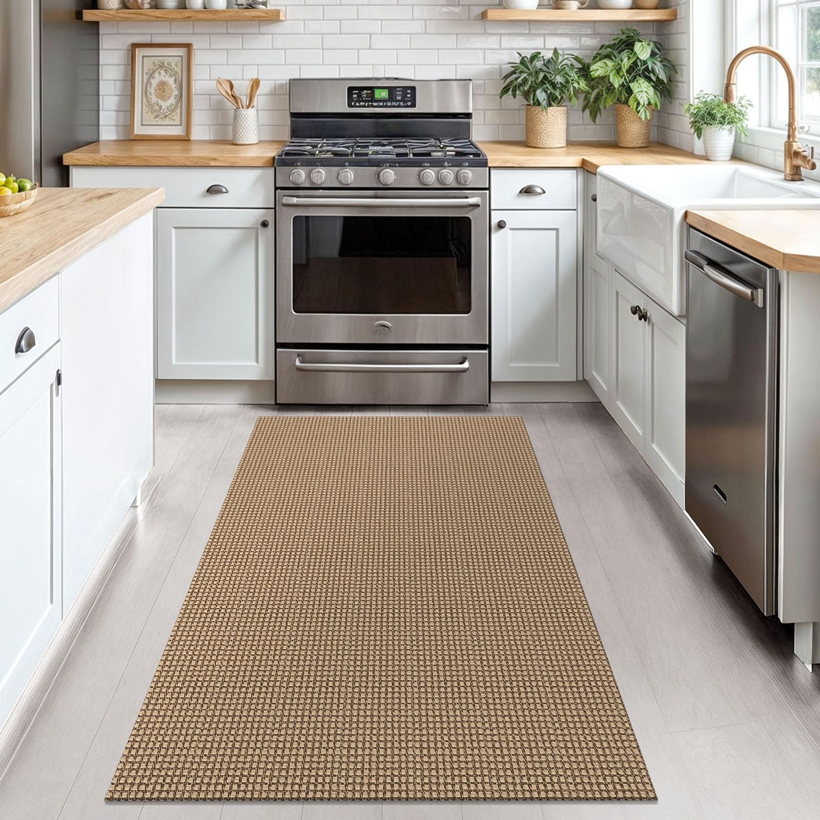 KOZYFLY rug with rubber back reduces slips in busy entryways.