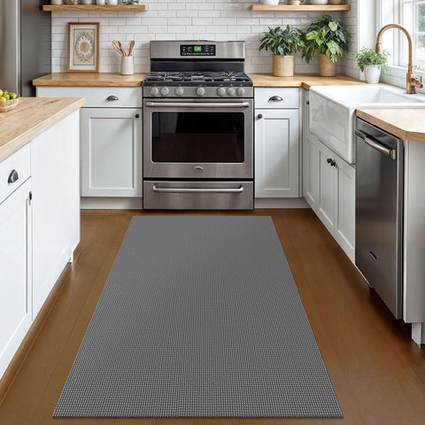 KOZYFLY rug with non-slip rubber backing reduces slipping on high-traffic floors.