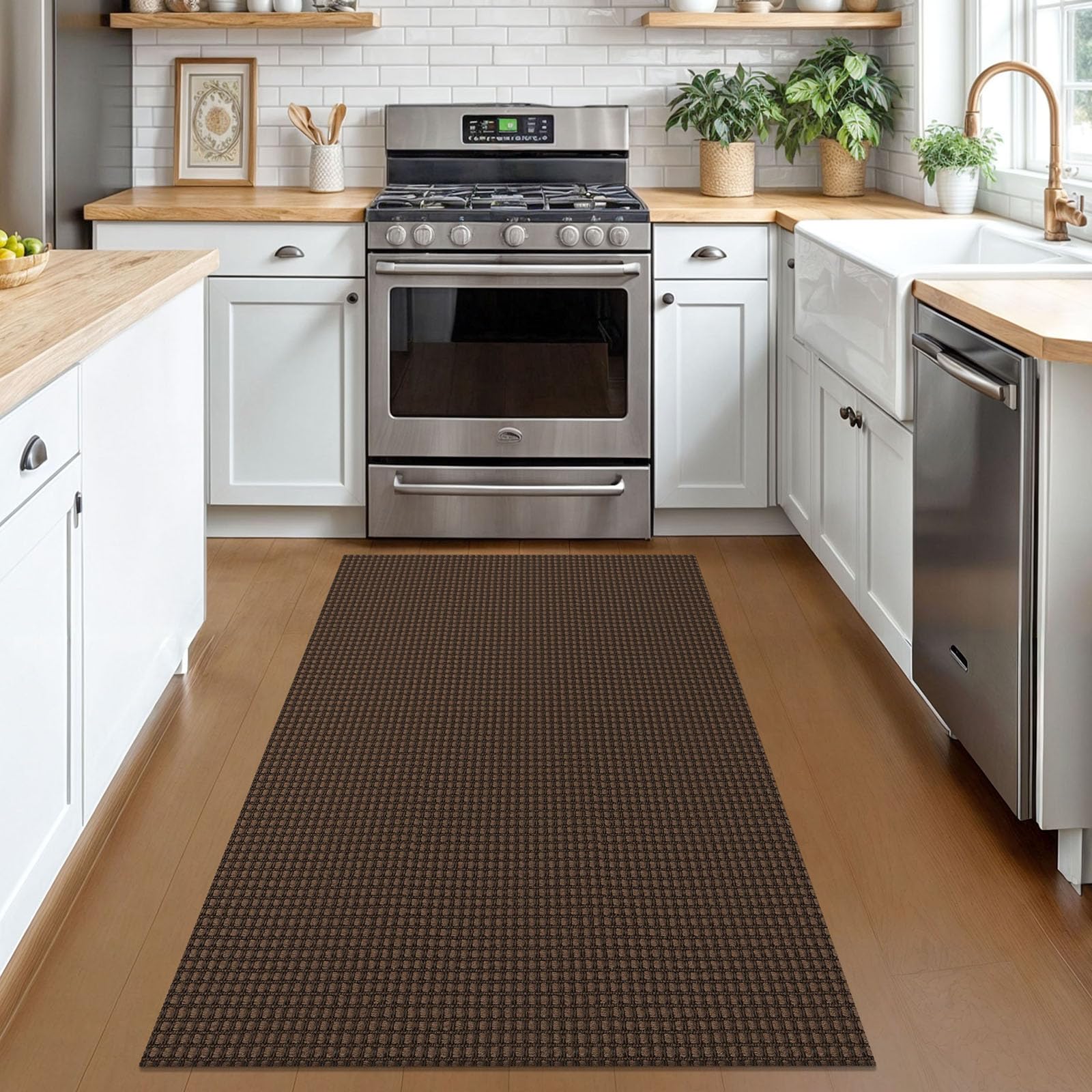 KOZYFLY Rugs-non-slip-rubber-backed offers stable footing on slick floors.