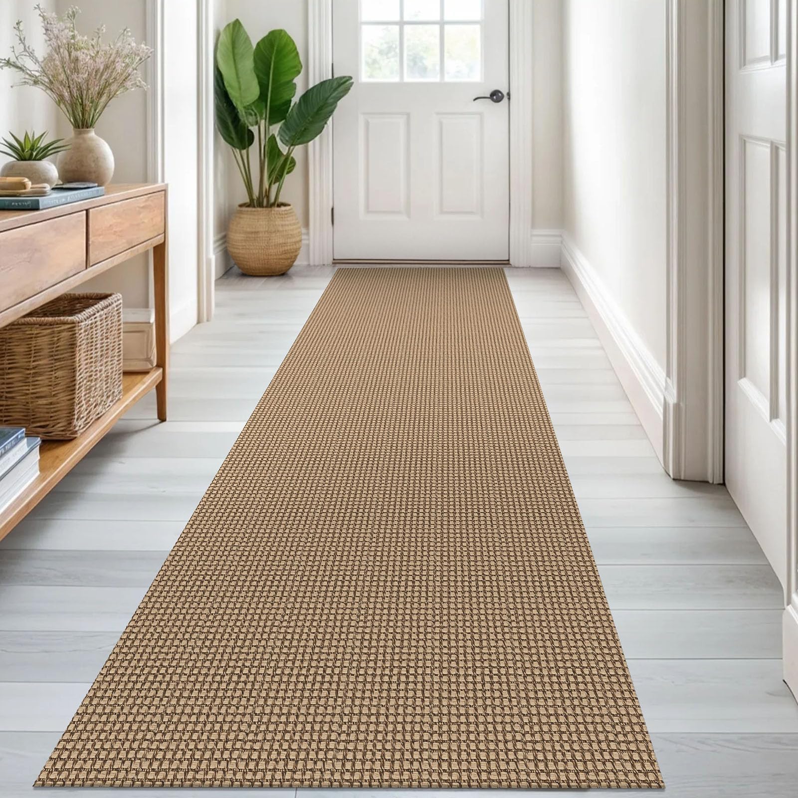 KOZYFLY Runners hallway setup adds warm tan and orange tones to entryways.