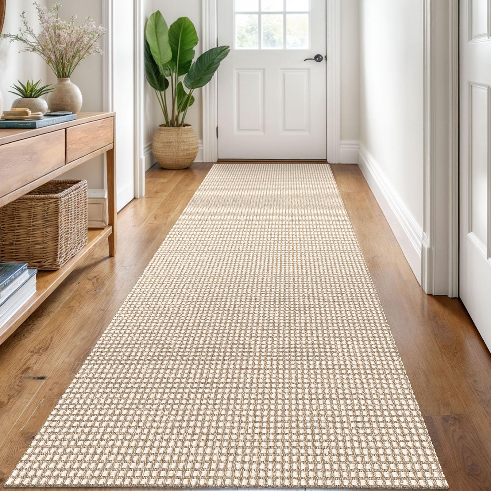 KOZYFLY hallway runner in ivory khaki for timeless style