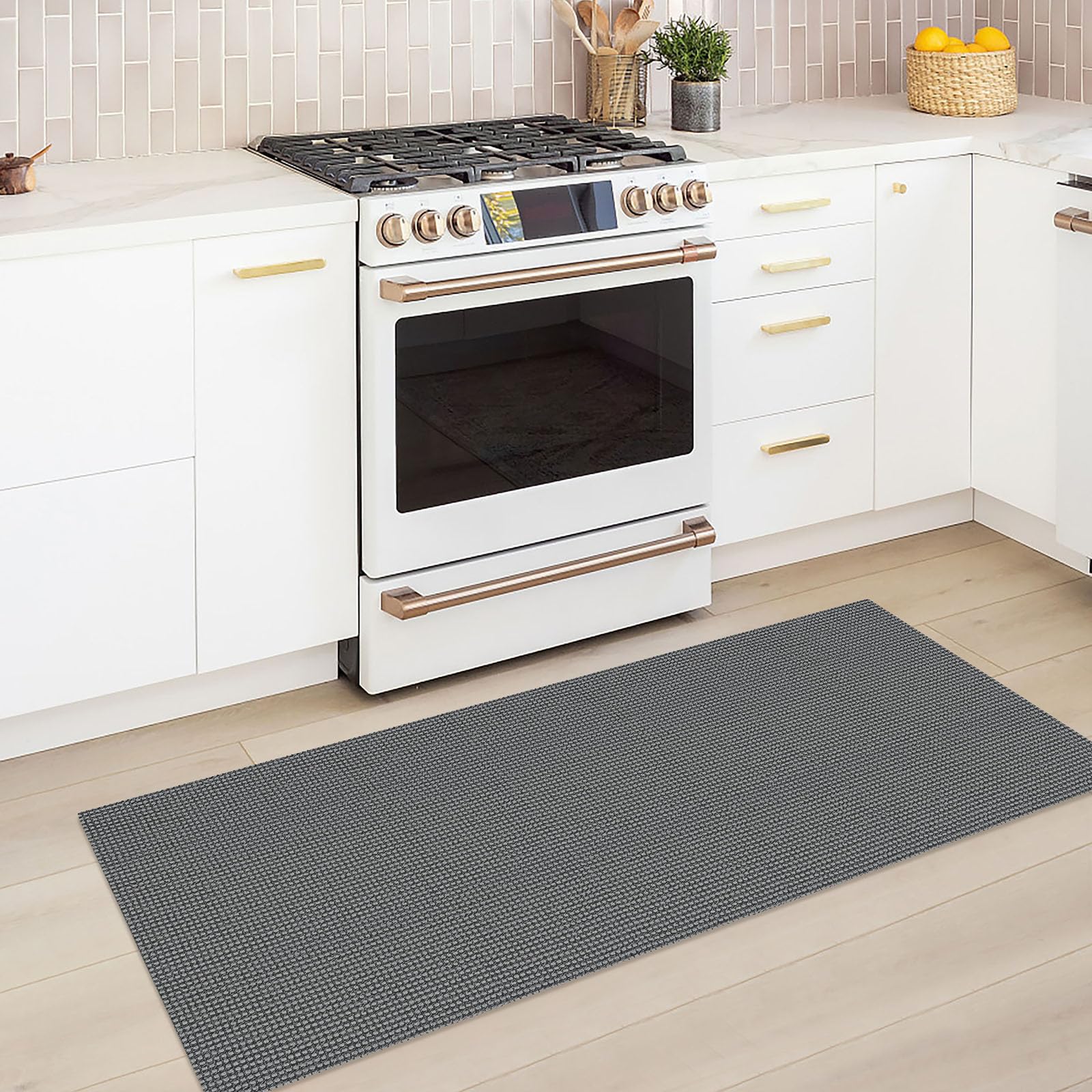 KOZYFLY rug with non-slip backing preventing slips on a wooden floor