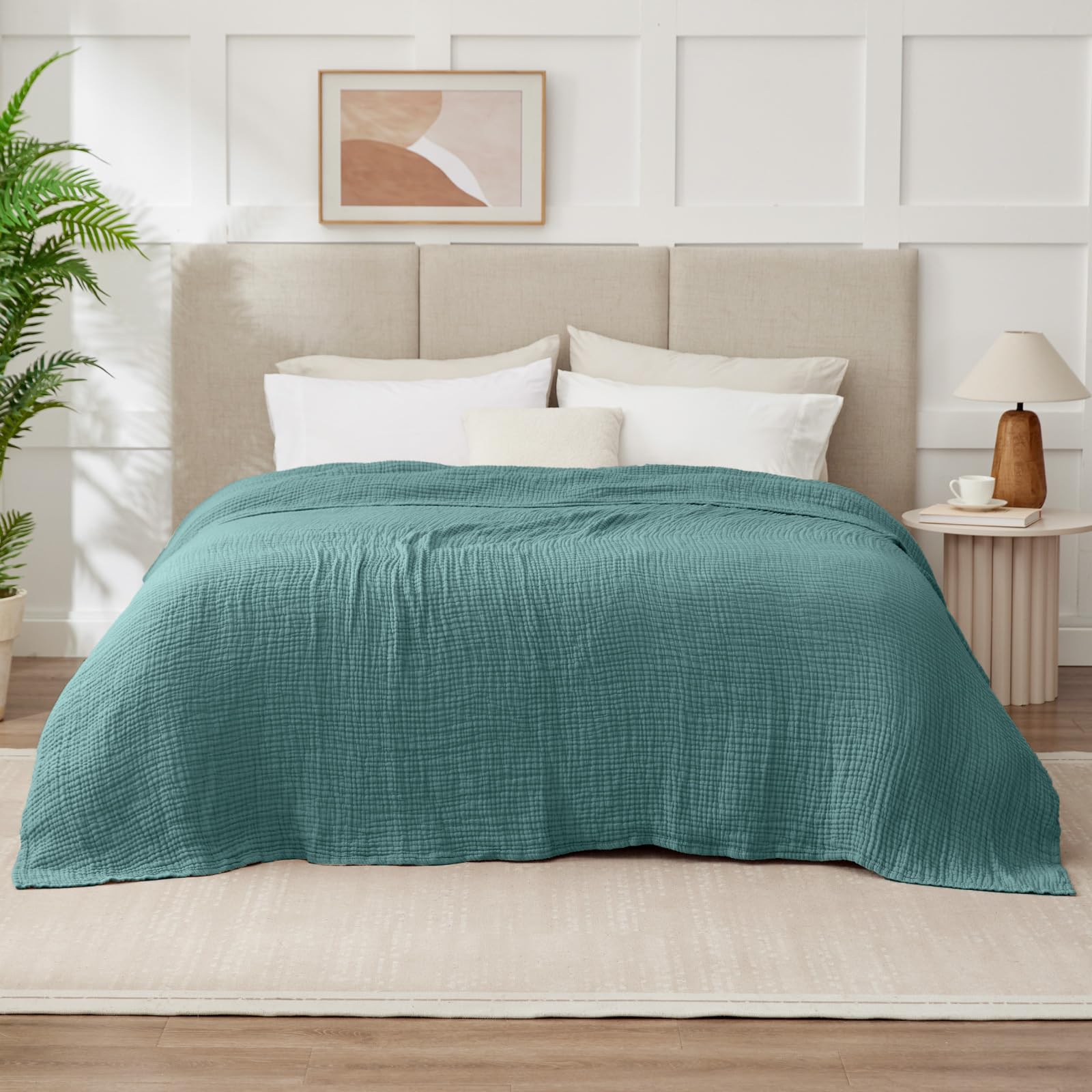 Kozyhvn easy-care teal blanket is machine washable.