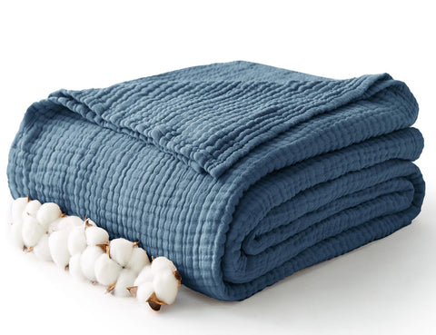 Kozyhvn six-layer blanket shows airy weave for lightweight warmth.