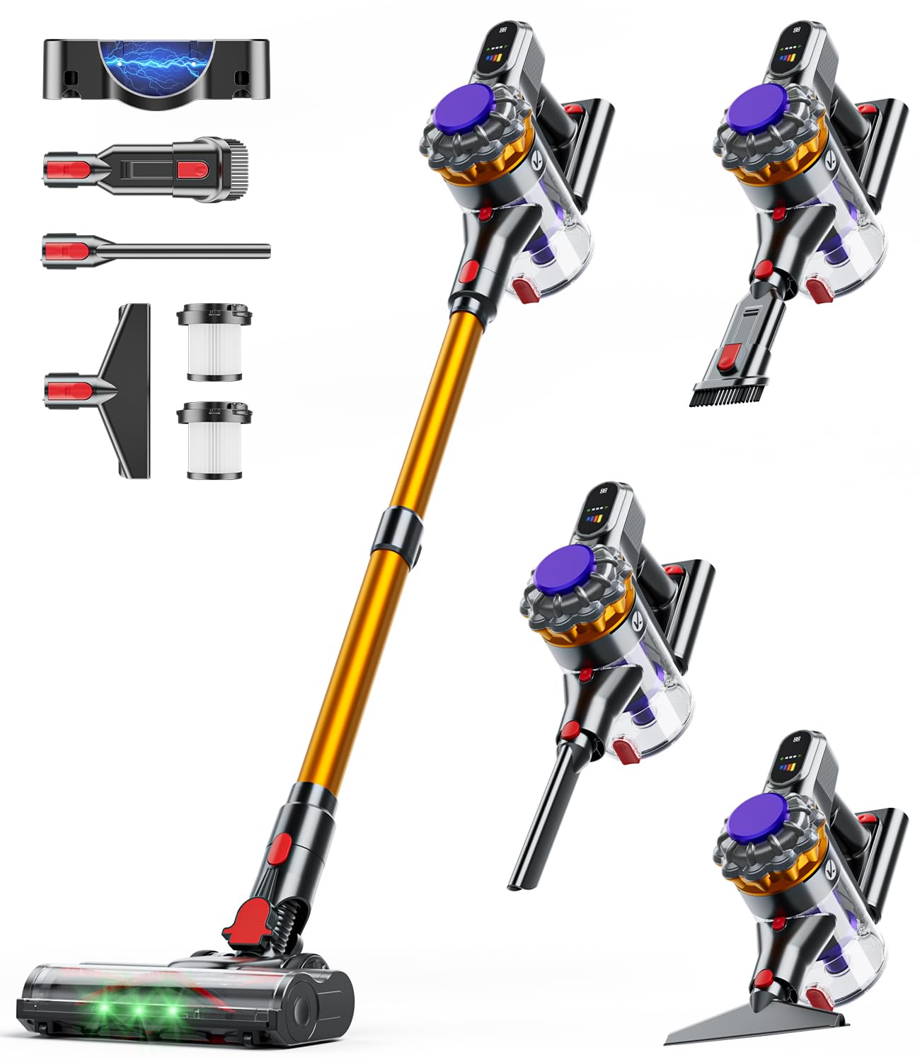 KQAHA cordless vacuum cleaner with self-standing design for easy pauses during cleaning.