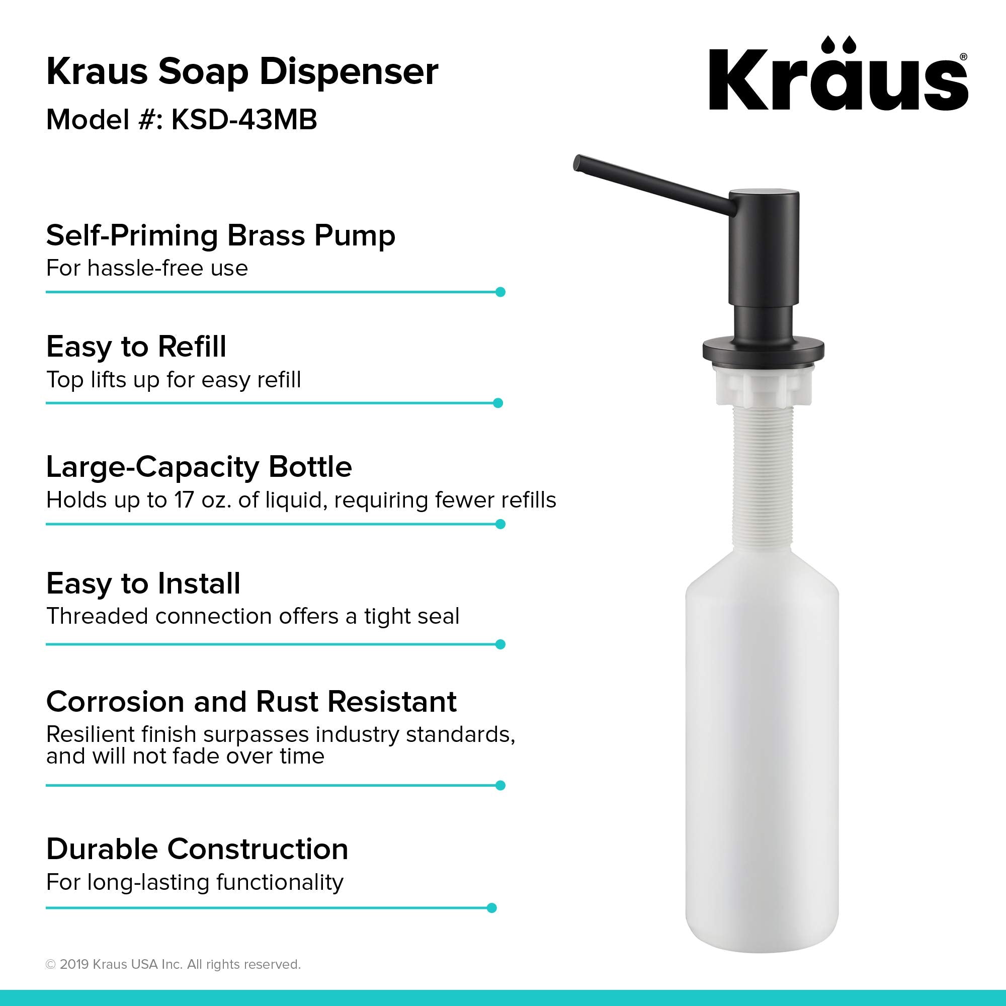 Kraus KSD-43MB spout 3-1/4 in rotation enables flexible placement
