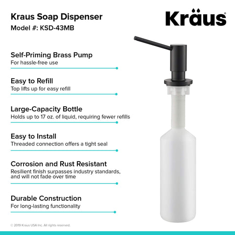 Kraus KSD-43MB spout 3-1/4 in rotation enables flexible placement