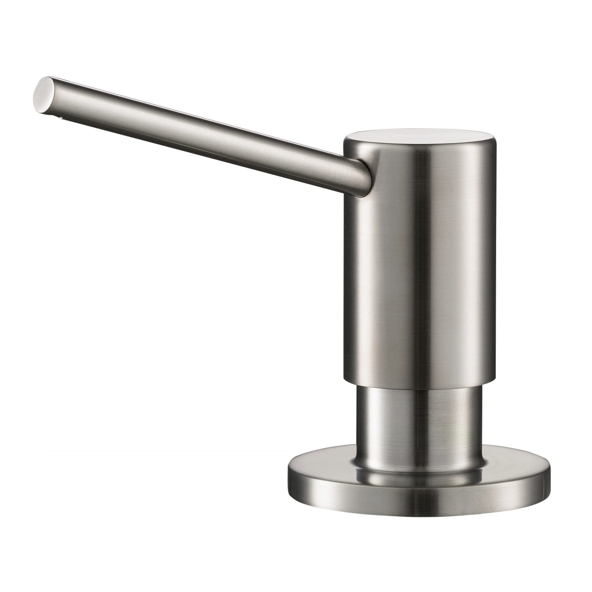 Kraus KSD-43SFS soap dispenser close-up with self-priming pump for easy refills.