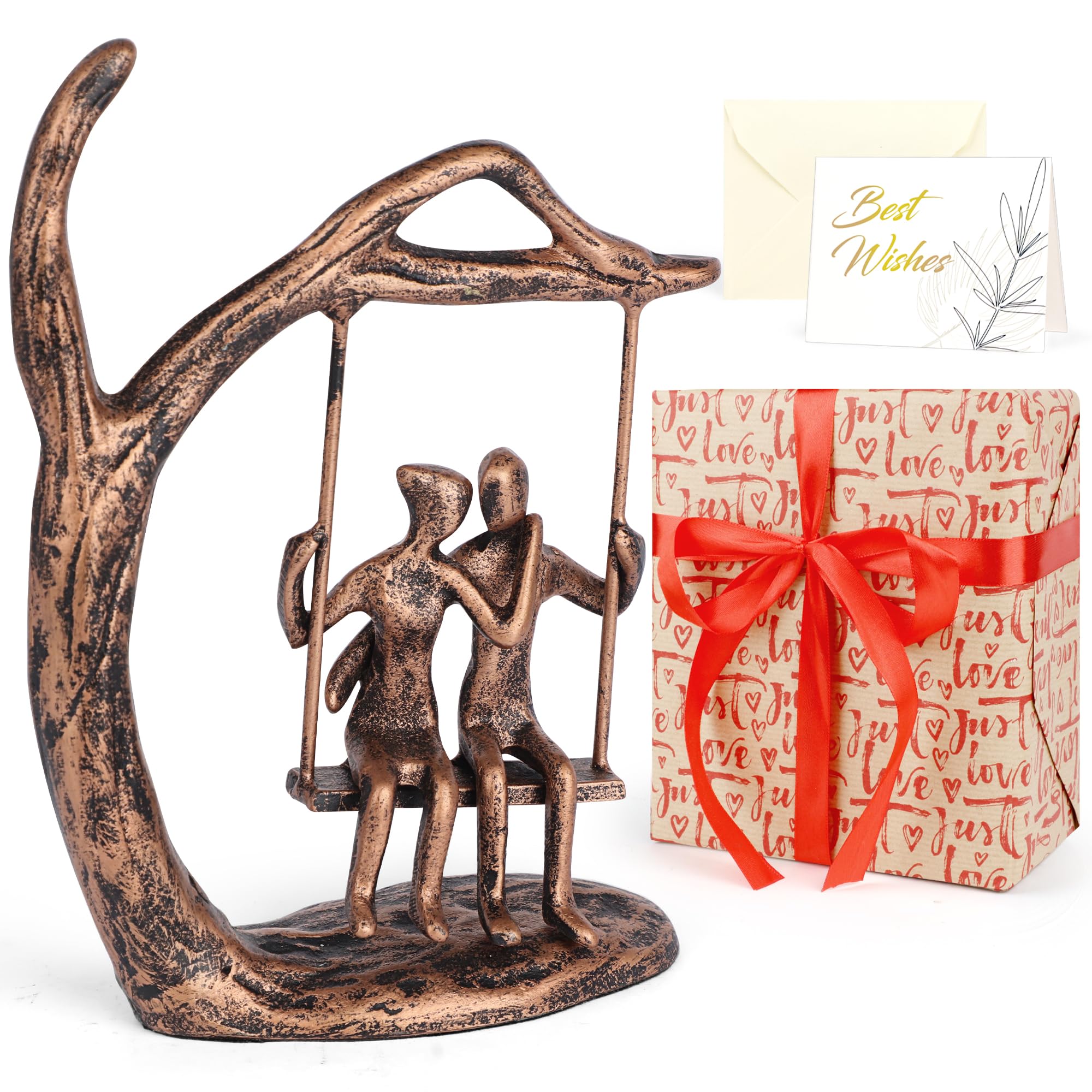 Kresecioo anniversary bronze couple statue for elegant home decor