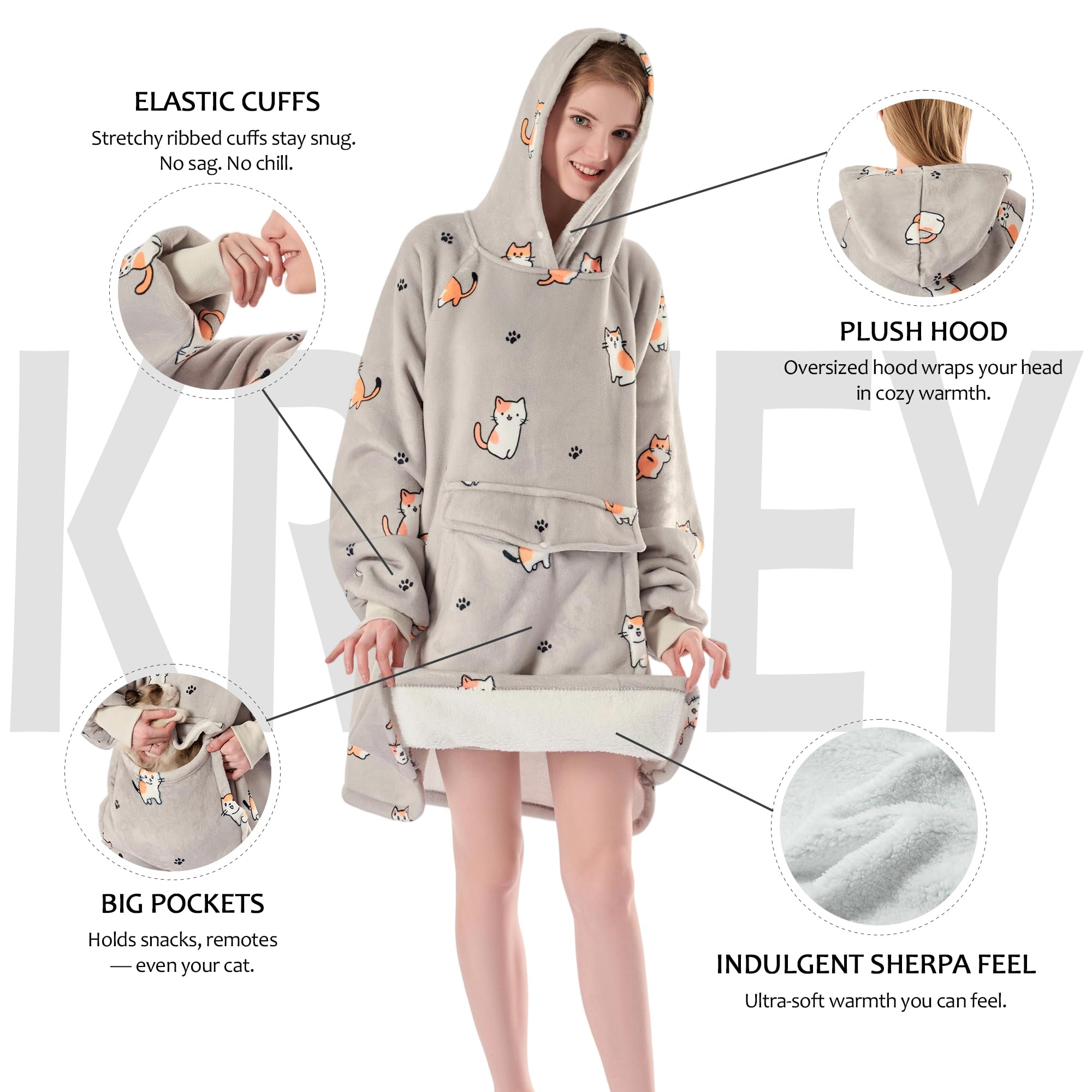 Buttery-soft flannel outer with sherpa lining for premium comfort
