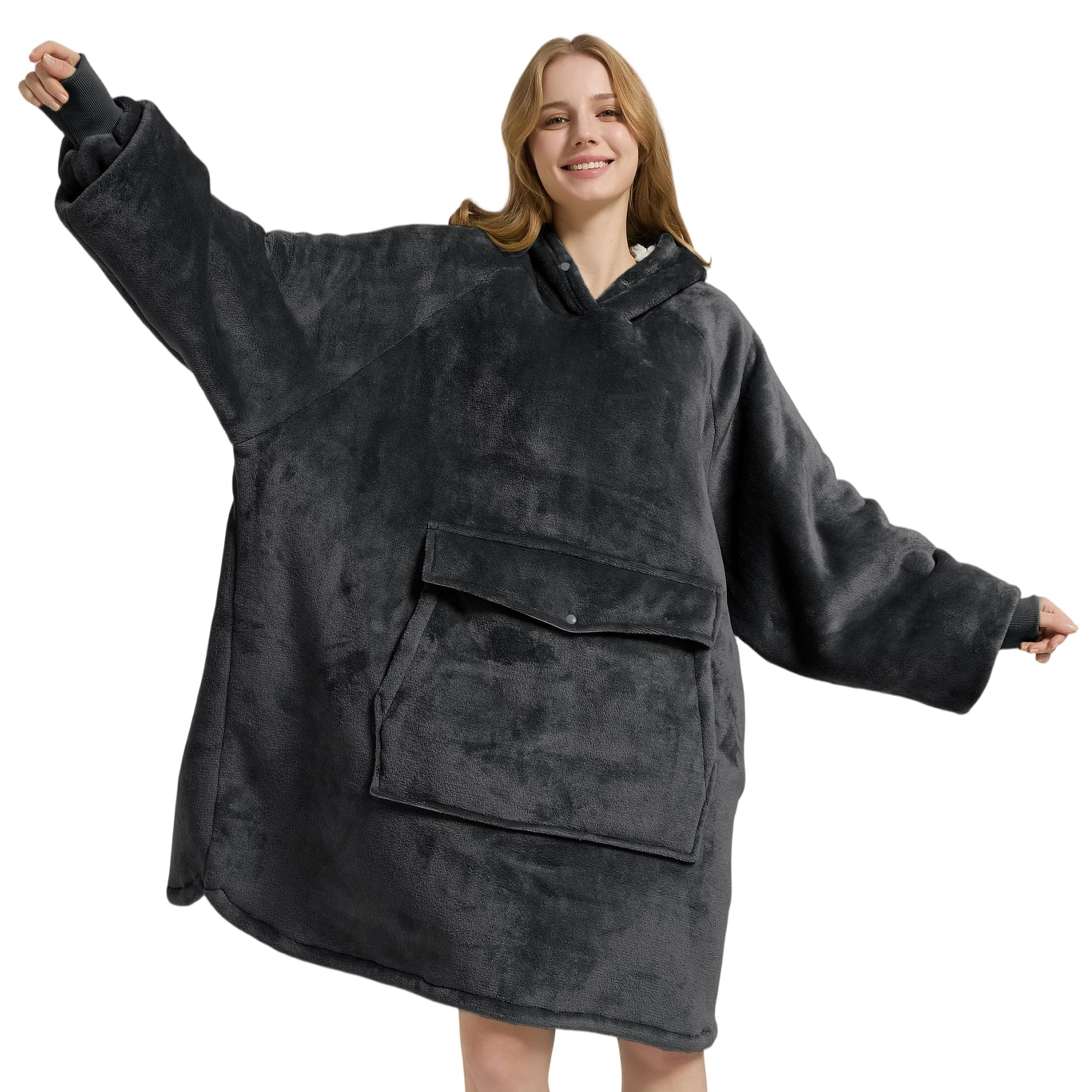 Krifey wearable blanket hoodie with oversized silhouette for cozy home lounging.