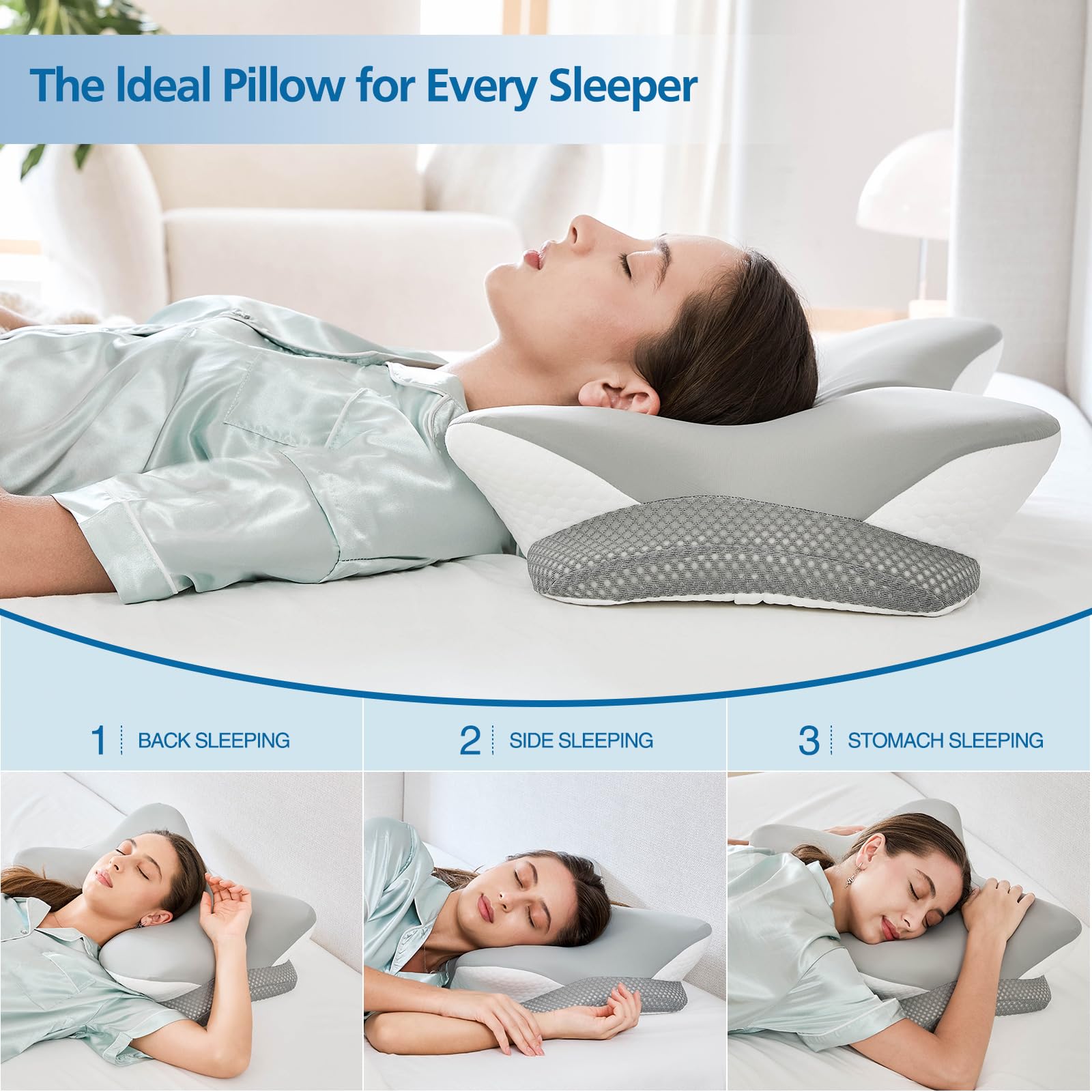 Krightlink breathable pillowcase image highlights removable cover for easy hygiene