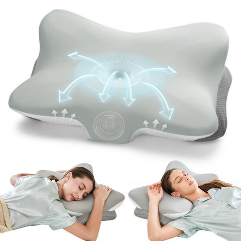 Krightlink ergonomic memory foam cervical pillow front view highlighting contour support