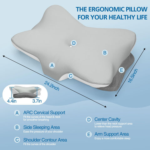 Krightlink memory foam pillow on a bed demonstrates versatile comfort for various positions