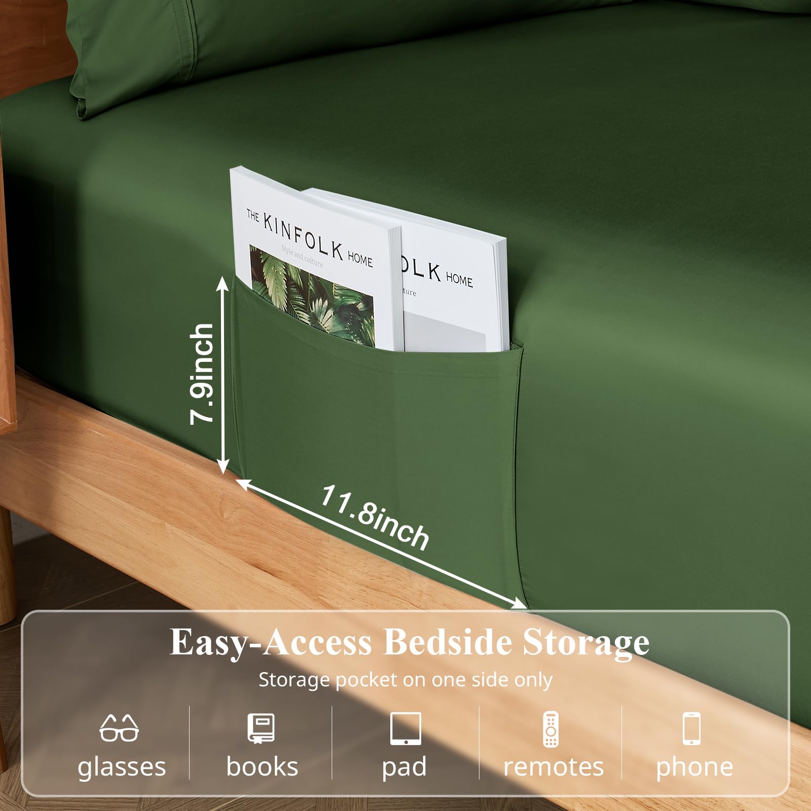 KRIMANO bedding featuring wrinkle-free finish and easy care in olive