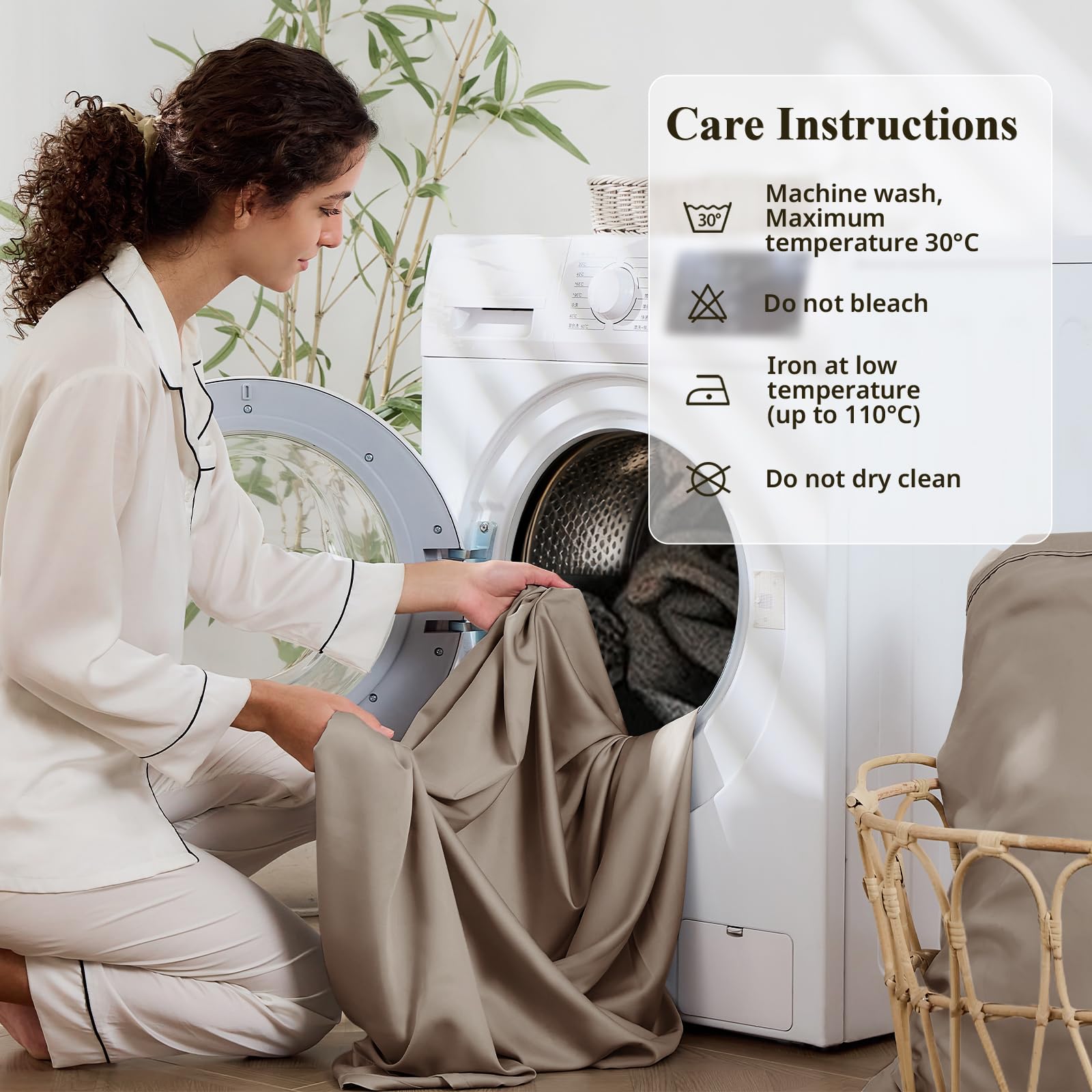 KRIMANO easy-care instruction: machine wash cold, no bleach