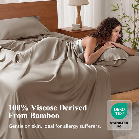 KRIMANO King Size fitted sheet 17-inch pocket ensures secure, wrinkle-free fit.