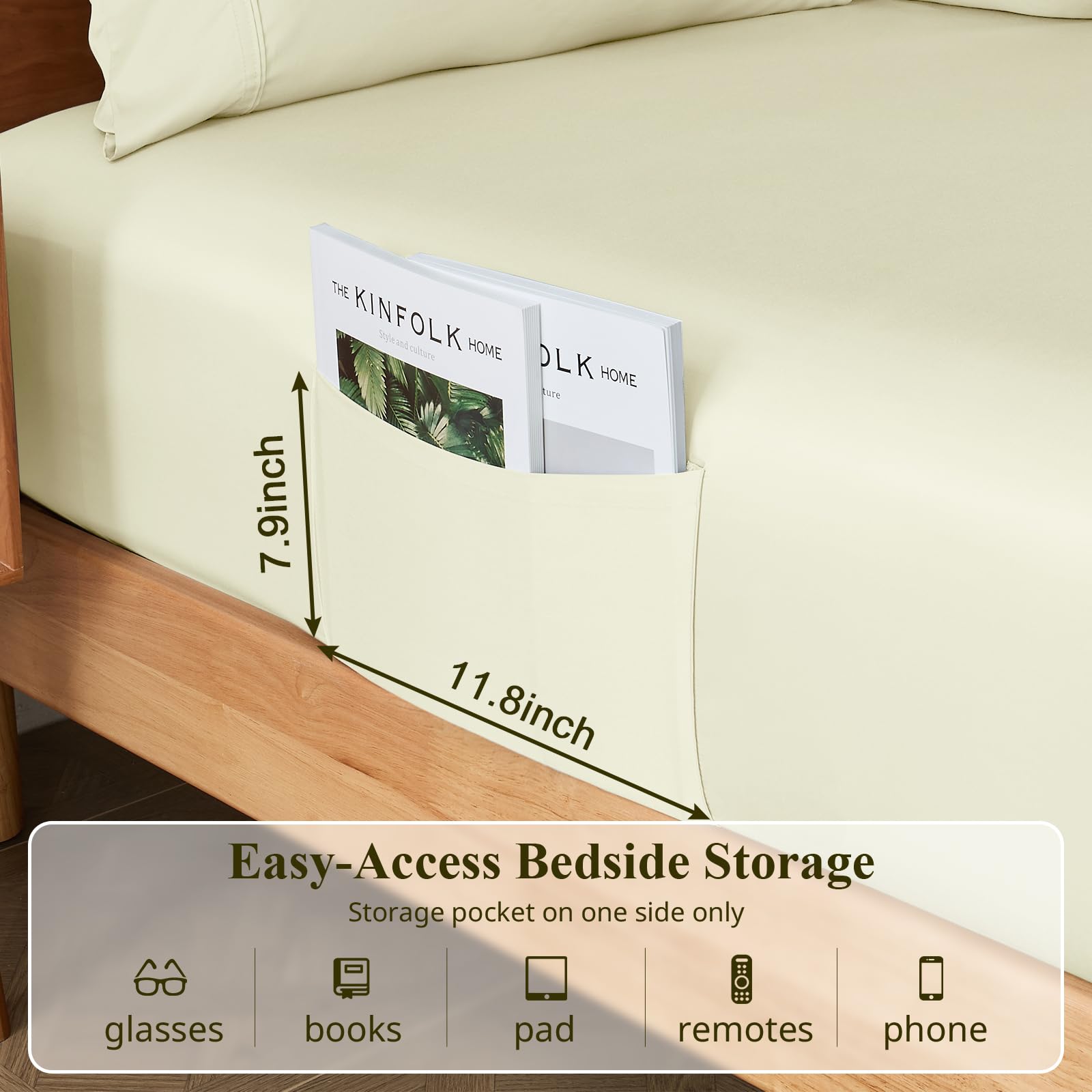 KRIMANO deep-pocket 17 inch creme sheet fitting tall mattresses securely