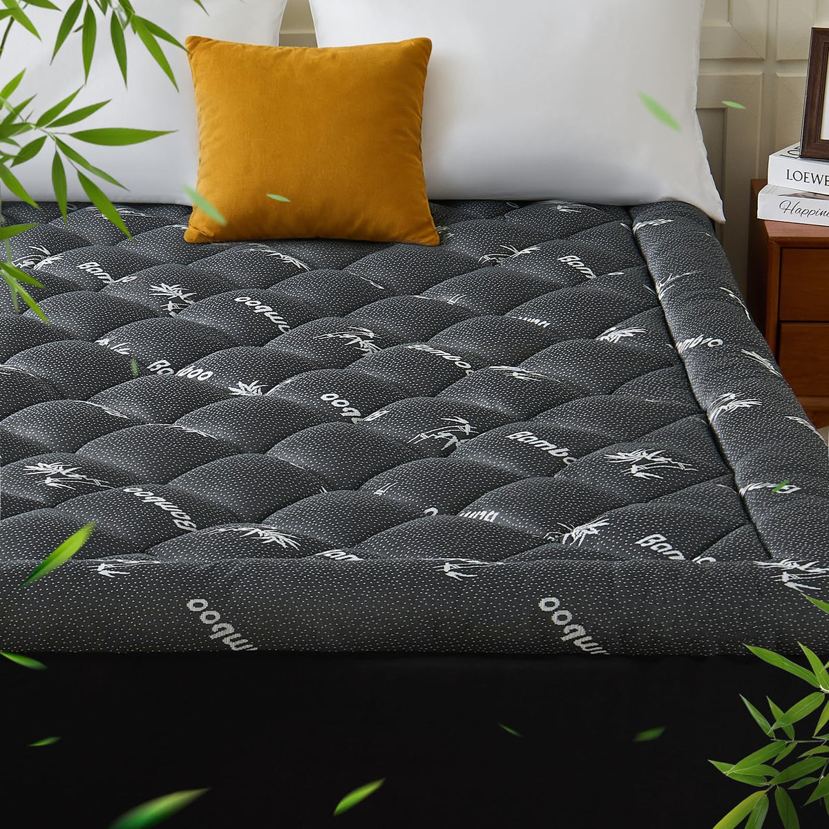 KRIMANO queen topper with pillow-top for plush, cloud-like comfort