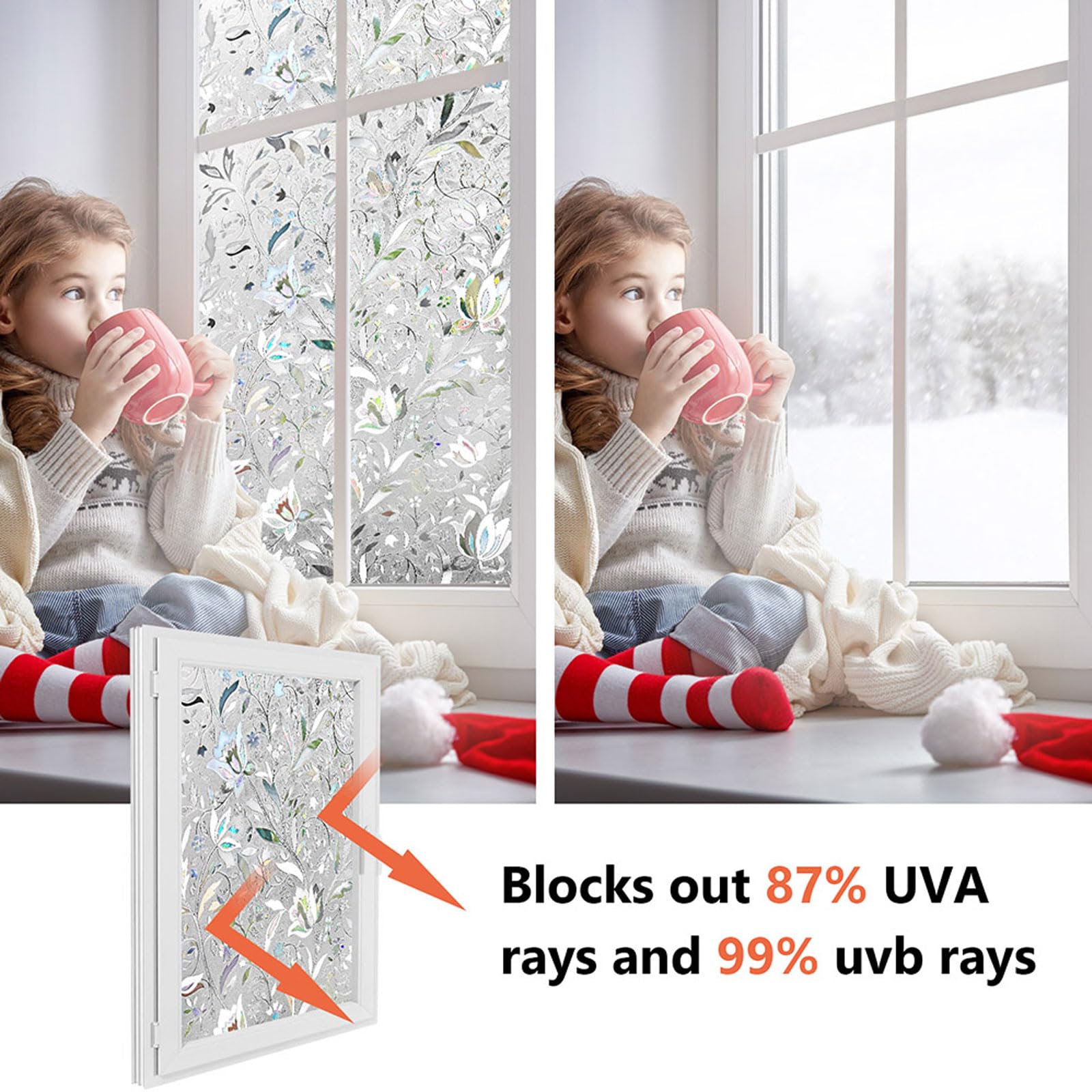 Kromapolis non adhesive film uses static cling for easy setup.