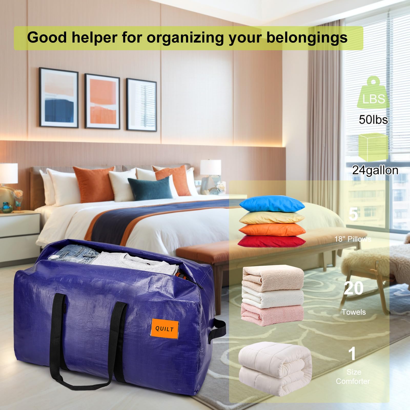 KRYSTY moving bags offer backpack-style straps for comfortable, hands-free carrying.