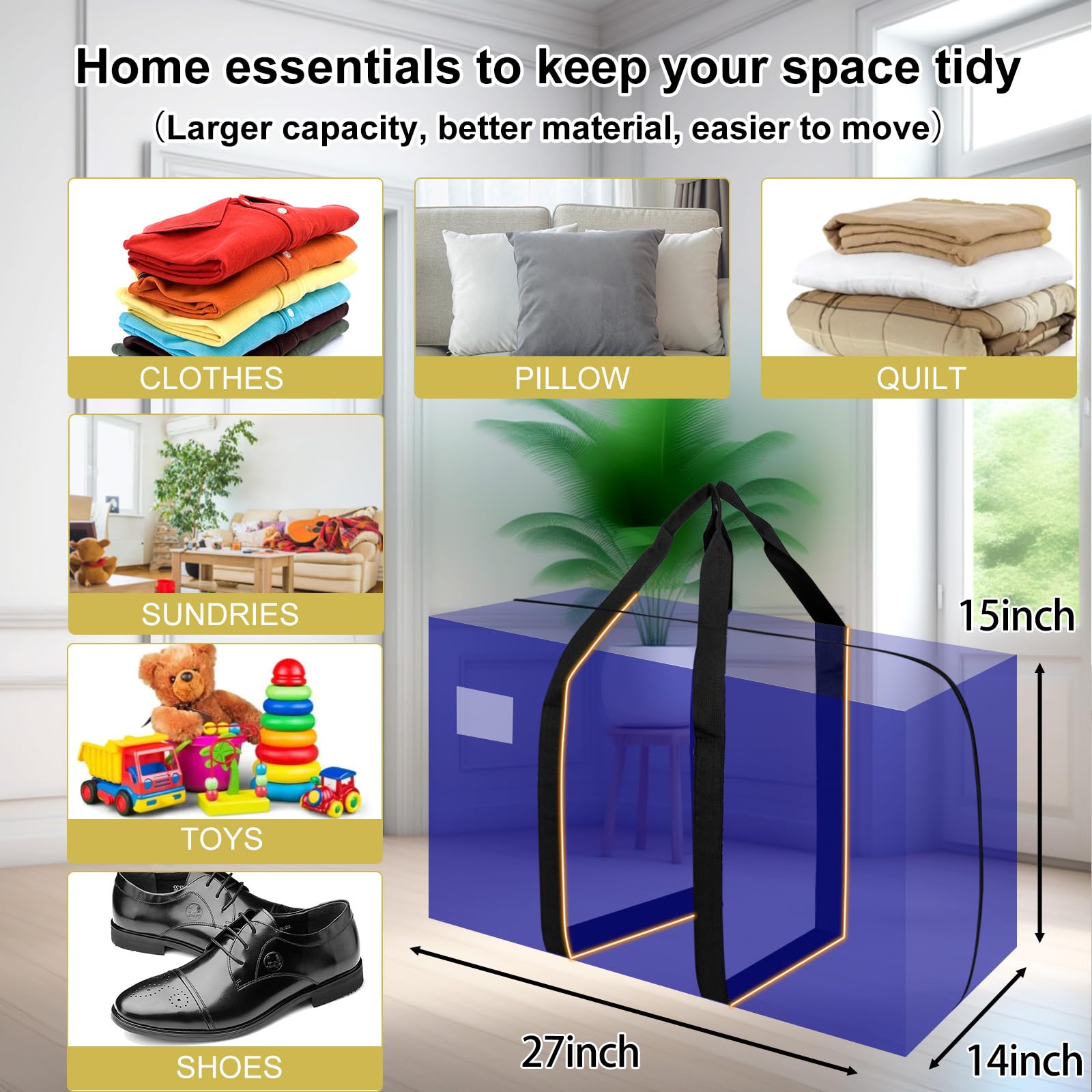 KRYSTY moving bags fold flat to save space when not in use.