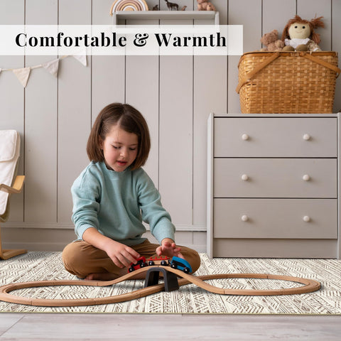 Ksrau beige Moroccan runner complements neutral home décor.