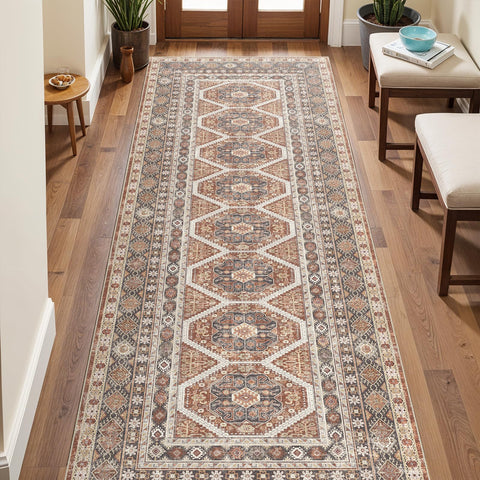 Oriental indoor Ksrau runner in brick for hallways and living spaces