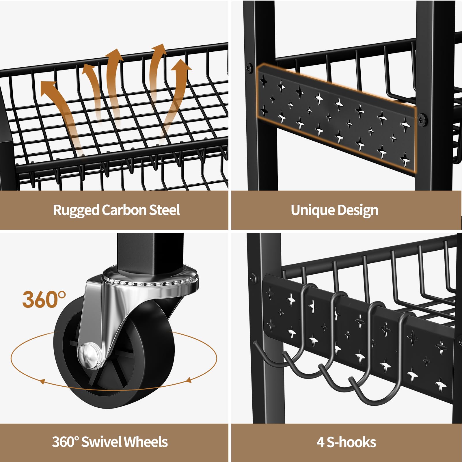 Kssiaz cart in kitchen showcasing space-saving organization