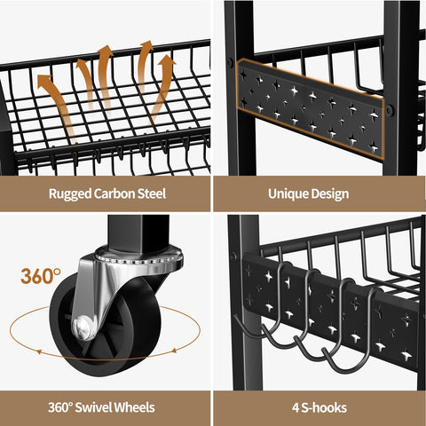 Kssiaz cart in kitchen showcasing space-saving organization