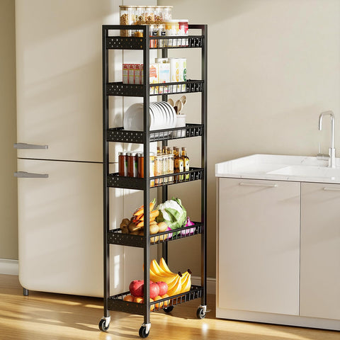 Kssiaz 6-tier slim cart top view showing compact design for narrow spaces