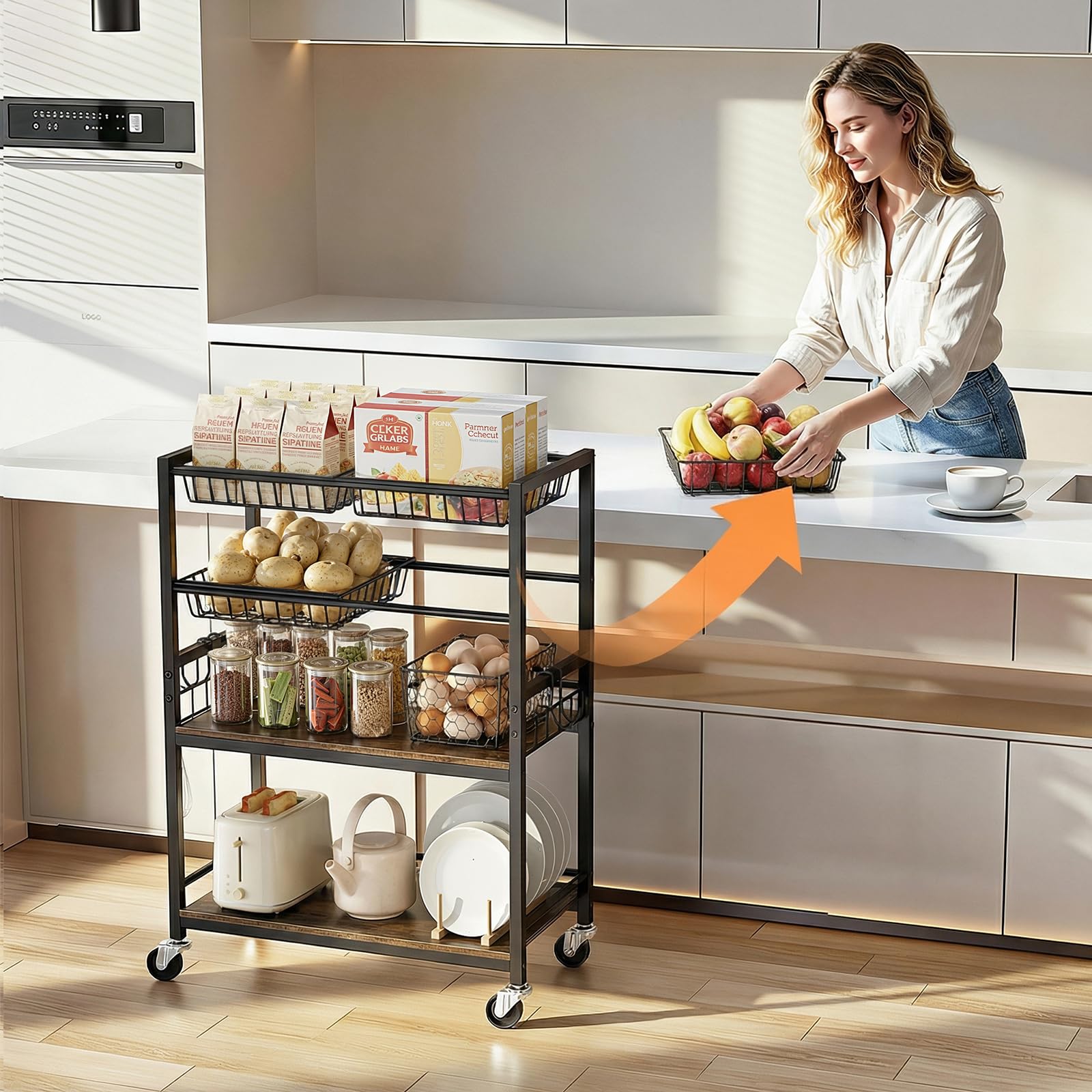 Kssiaz sturdy carbon steel frame ensures durable kitchen storage.