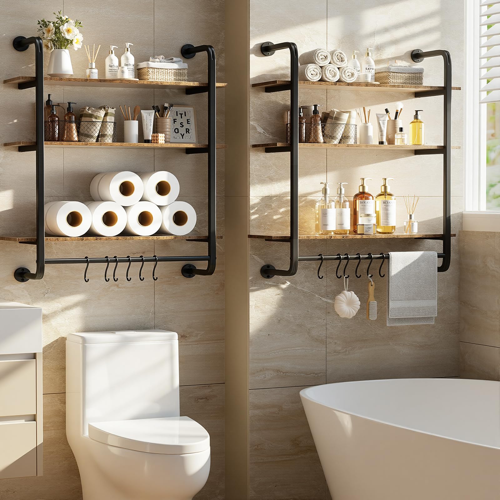 Kssiaz wall shelf screws-mounted for stable, durable installation.