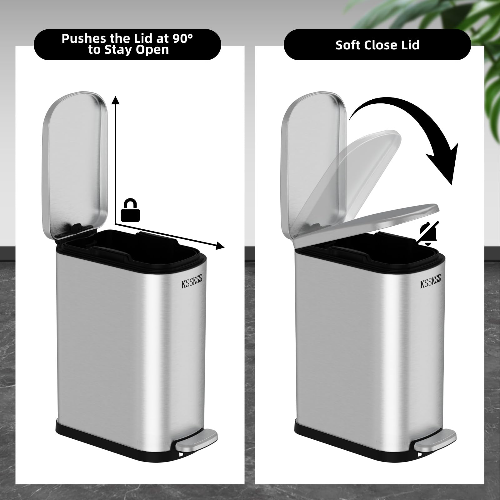 KSSKSS 10 liter capacity fits in compact spaces and keeps waste organized