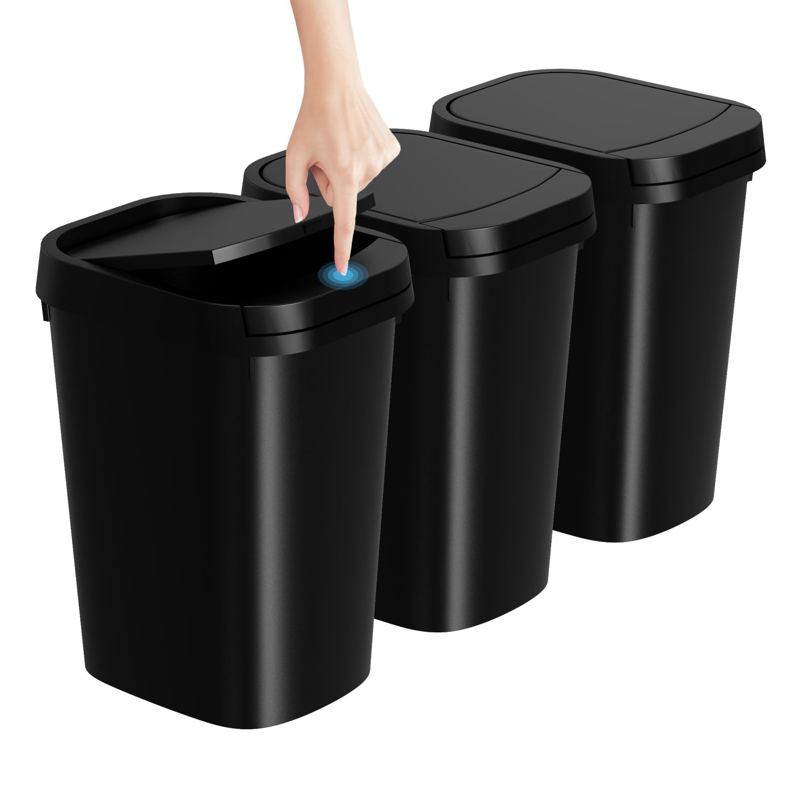 KSSKSS 3 pack bathroom trash cans with lid offer compact storage and easy lid access.