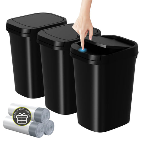 KSSKSS 3-pack bathroom trash can bundle shows compact, space-saving design for home use.