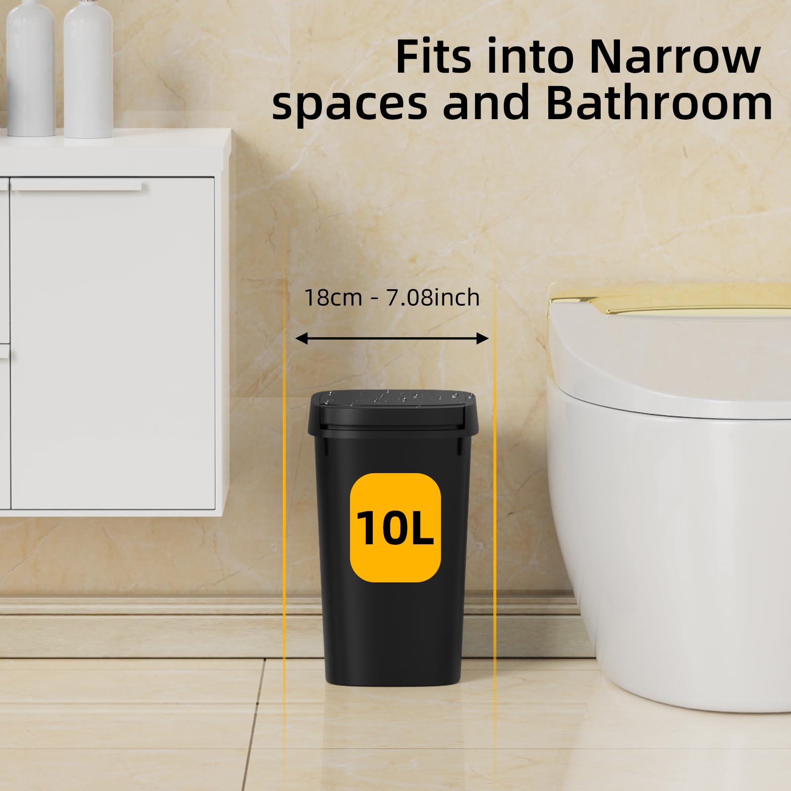 KSSKSS pop up lid trash can provides quick disposal while containing odors.