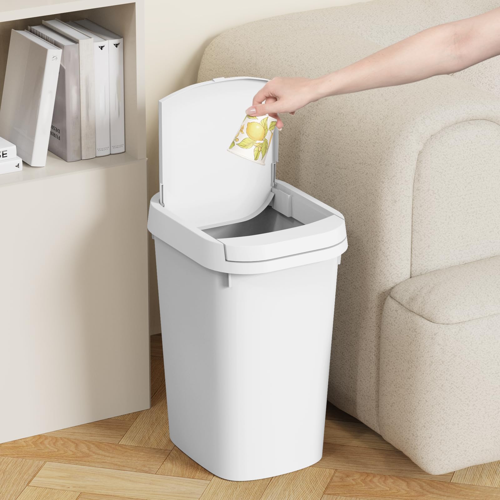 KSSKSS slim rectangular 10L trash bin fits under sinks and desks.
