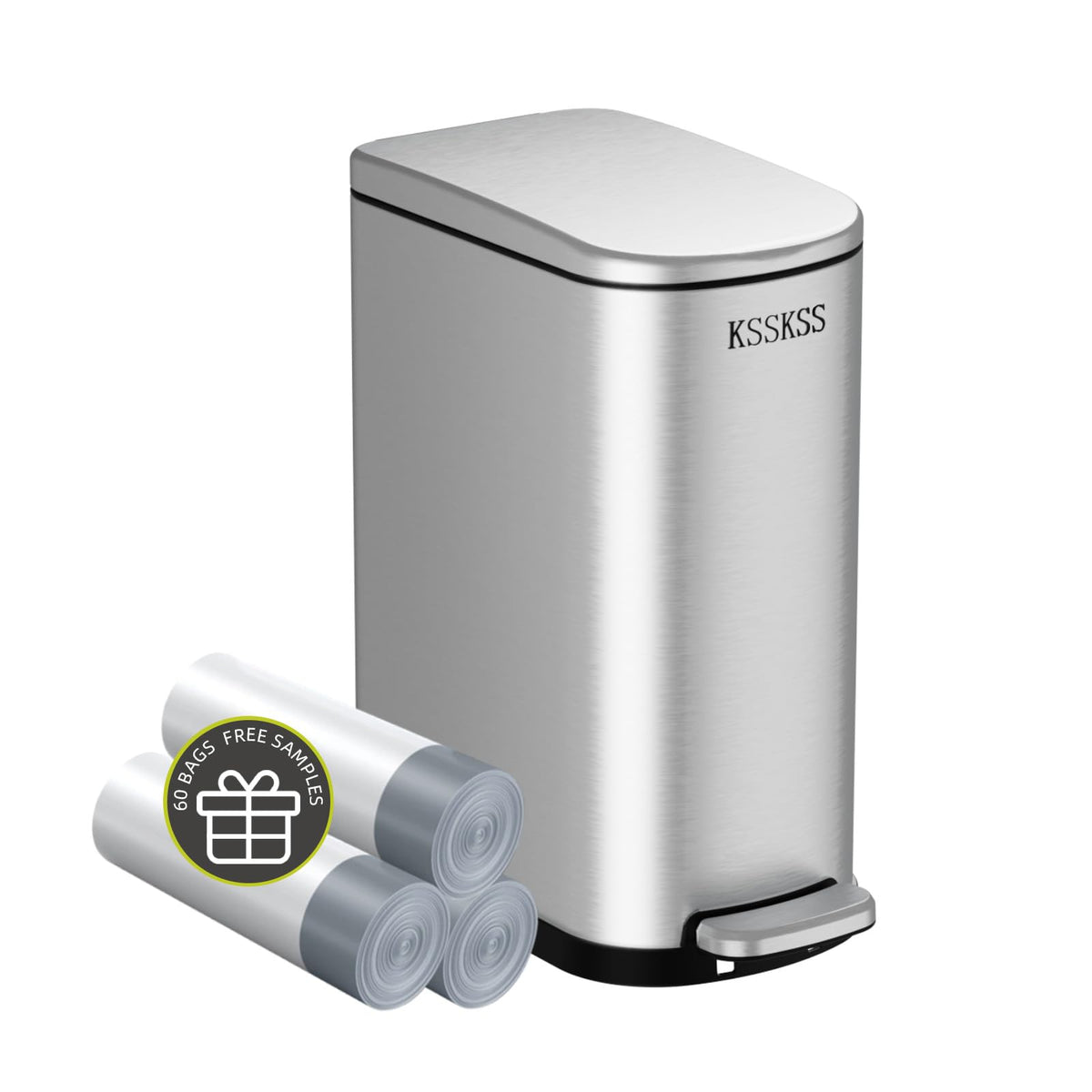 KSSKSS slim trash can demonstrates compact design for tight spaces like cabinets