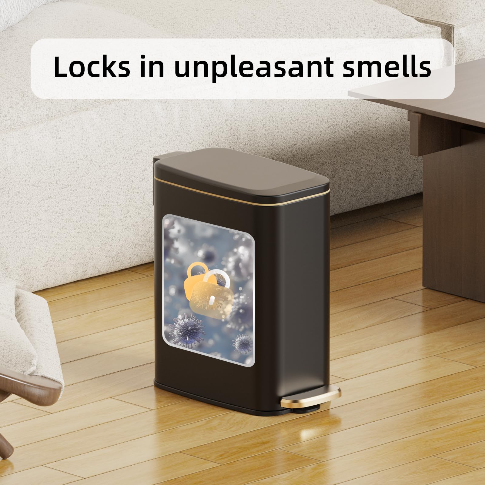 KSSKSS removable inner bucket provides easy emptying and bag securing.