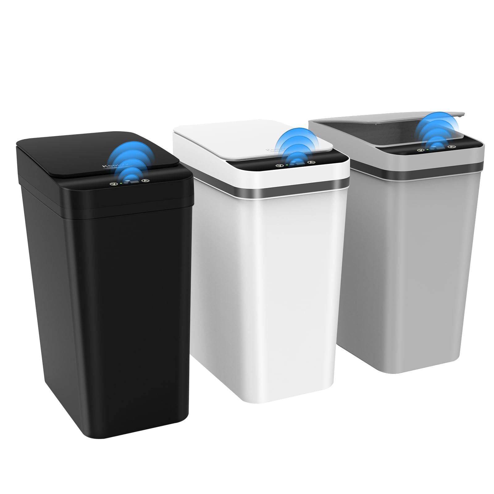 Kssvzz 3-pack automatic trash can with lid opens on motion for hands-free disposal.
